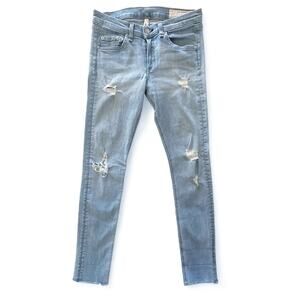 Rag & Bone Light Wash Skinny Jeans Rae Hem Distressed Size 28